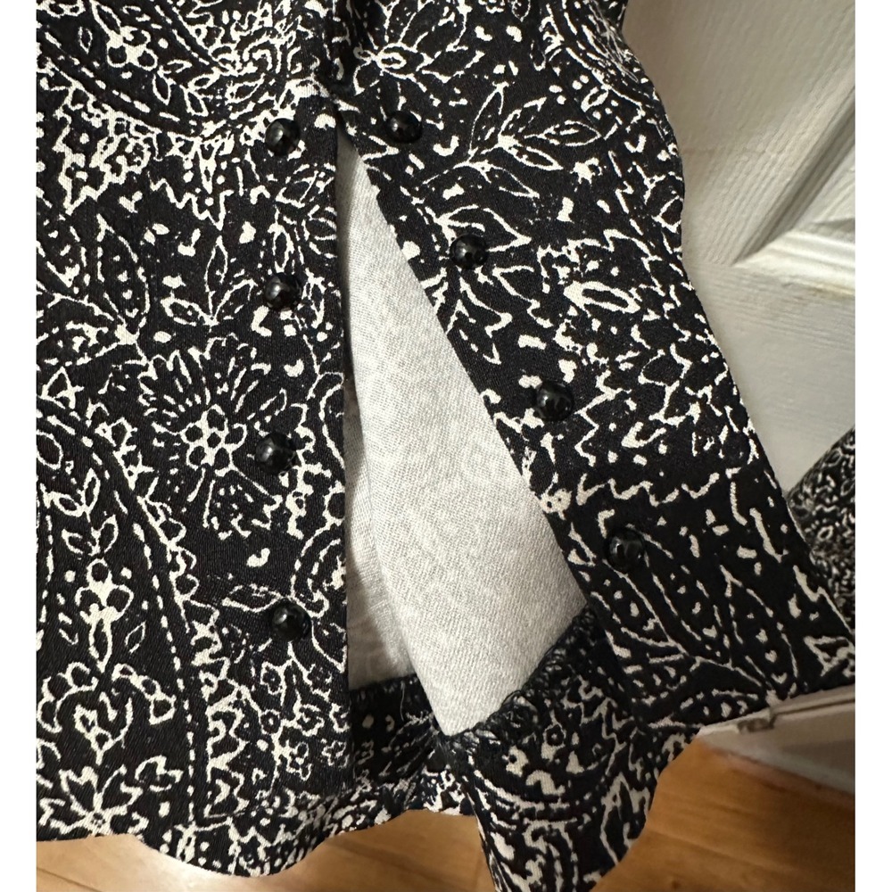 Counterparts Womens XL Black White Paisley Pull On Cropped Pants Button Hem - Picture 4 of 10